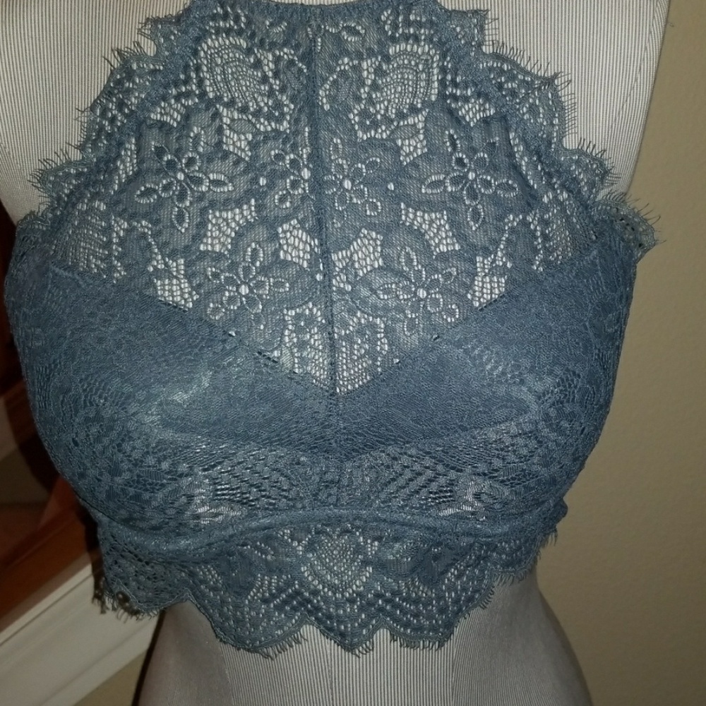 Grey High neck laced bralette
